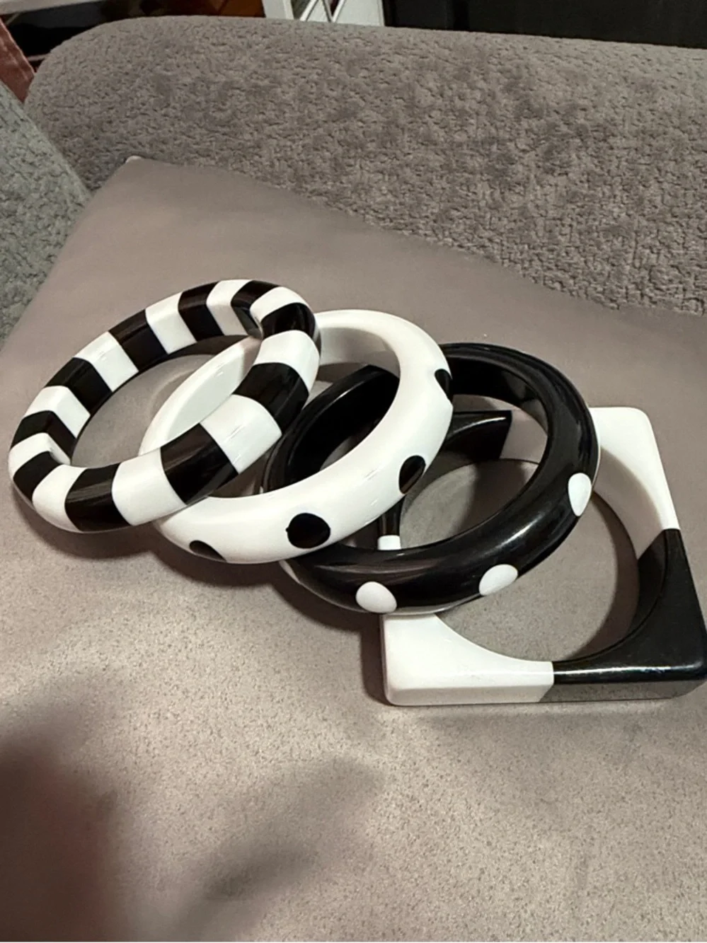 Monochrome Black & White Wristband Set - Fashion Clip & Bangles